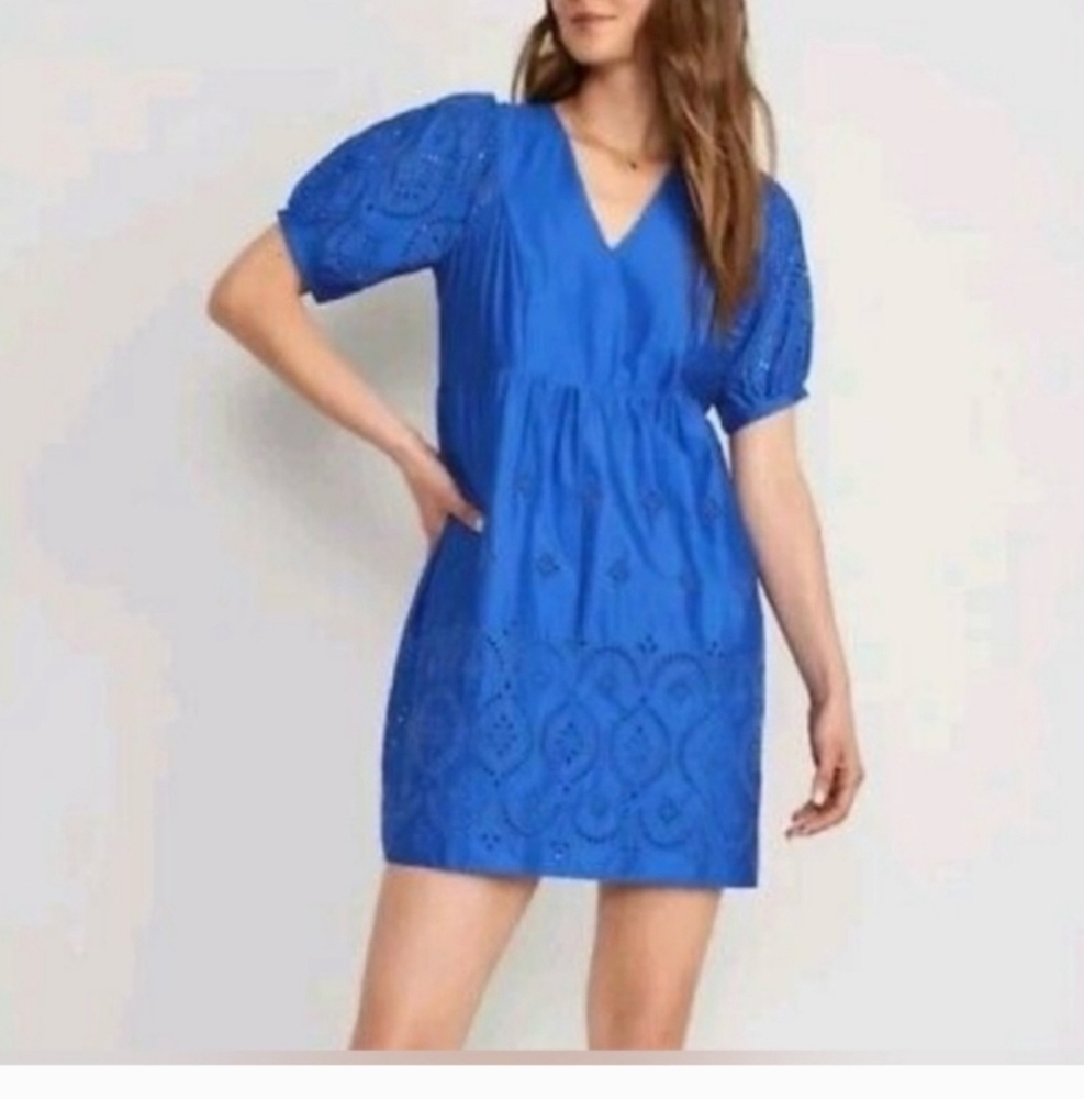 Old Navy Blue Puff Sleeve Sundress